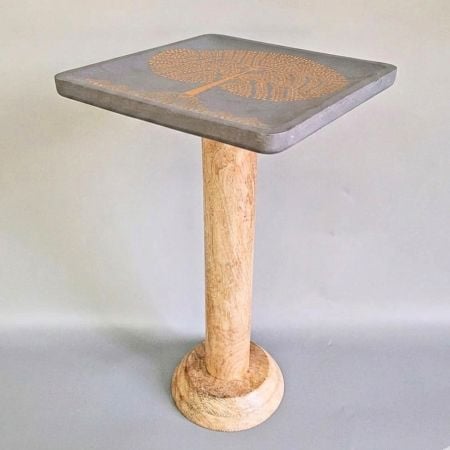Hand Painted Wooden Side Table Tree Art Accent Stool